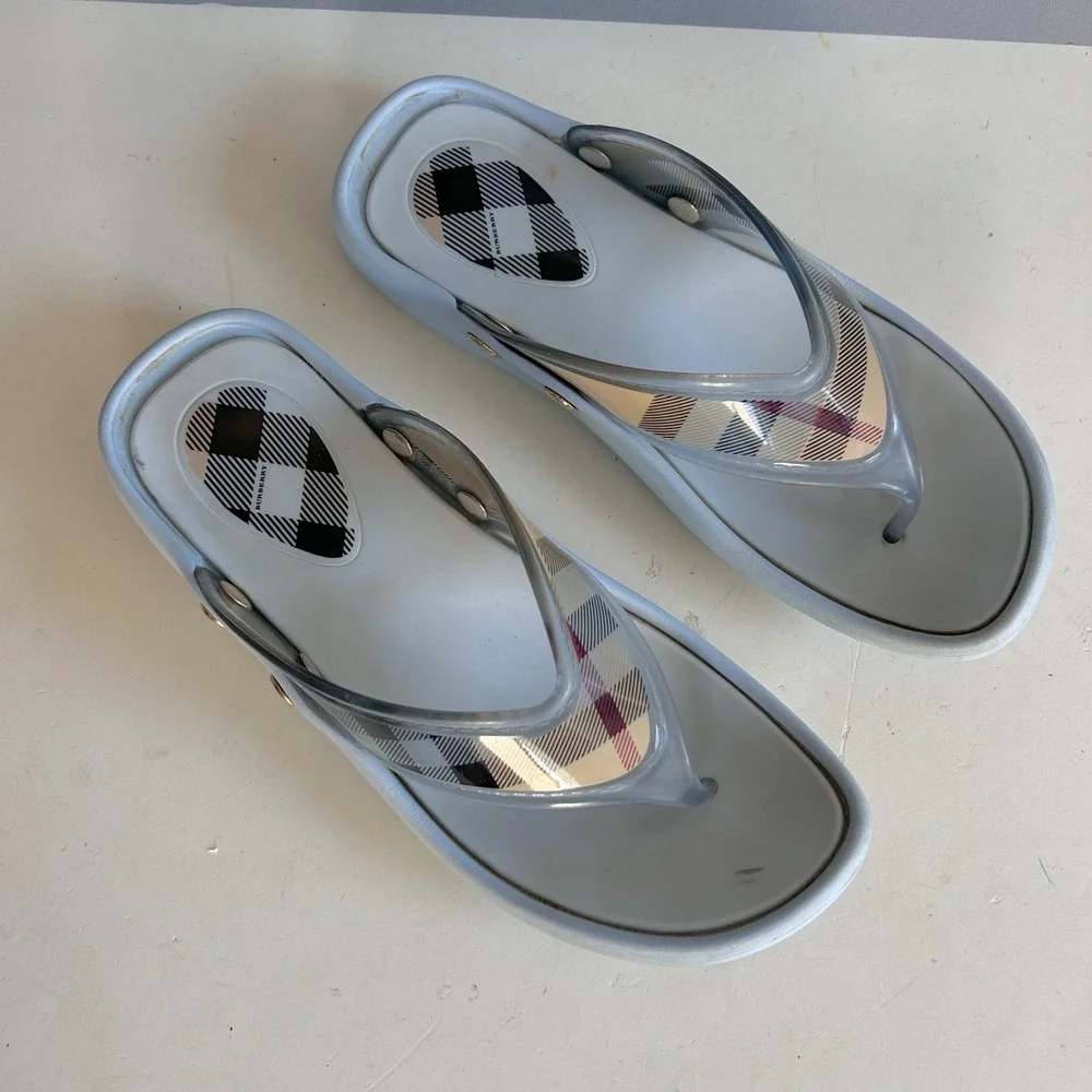 Burberry Nova Check Slides Men's 41 Jelly Thong Sandals Flip Flops Euro